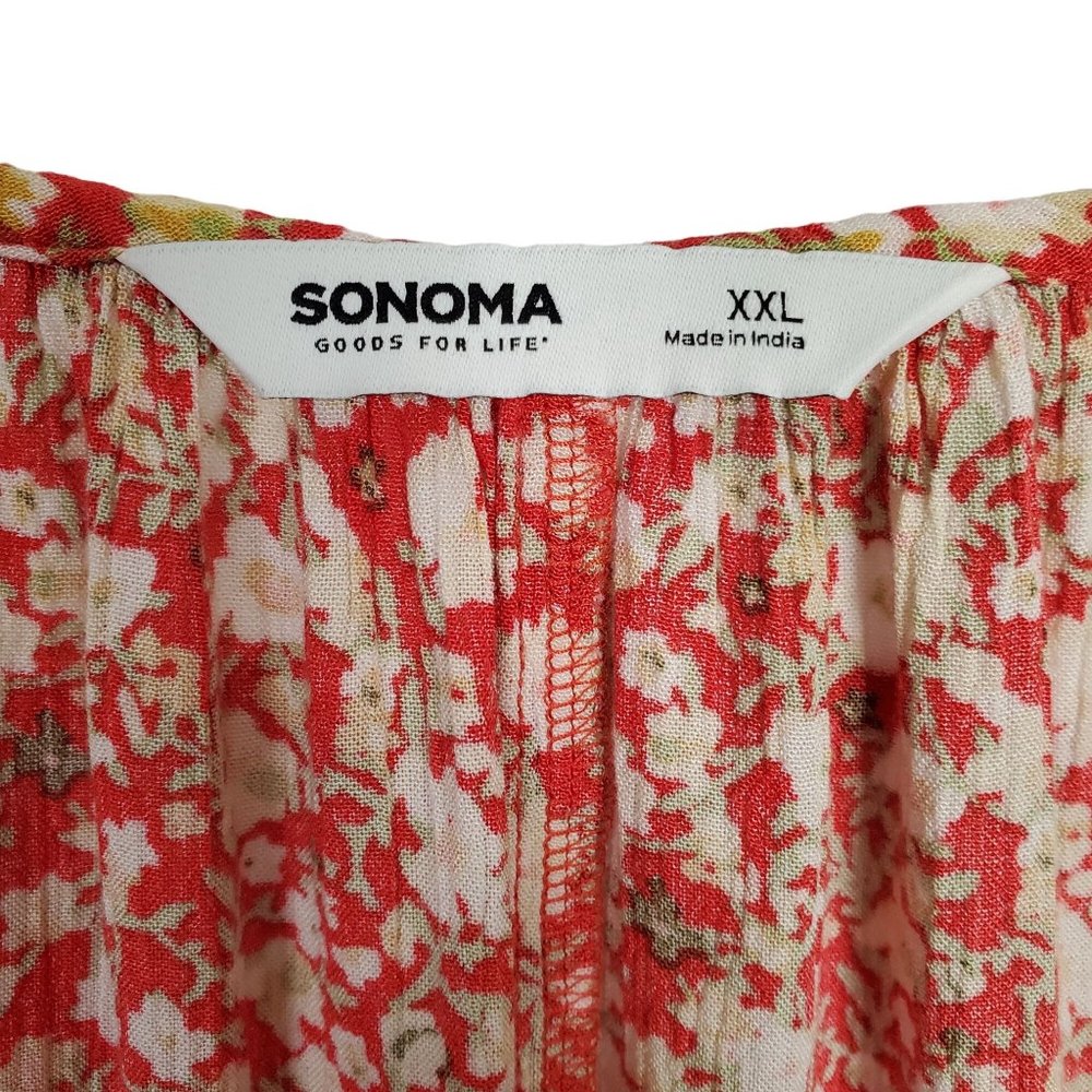 Sonoma Size XXL Dress Long Tiered Crinkle Flowy Floral Keyhole Full Hem Pullover - Picture 4 of 14